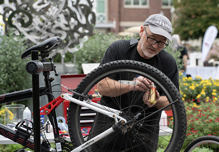Bike repair at Green Living Fair