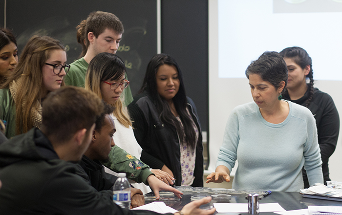 Group of students listening attentively to their instructor