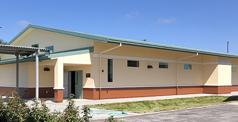Horizontal shot of the new classroom building