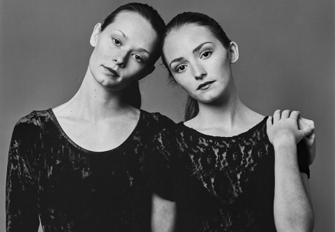 Two girls in black and white