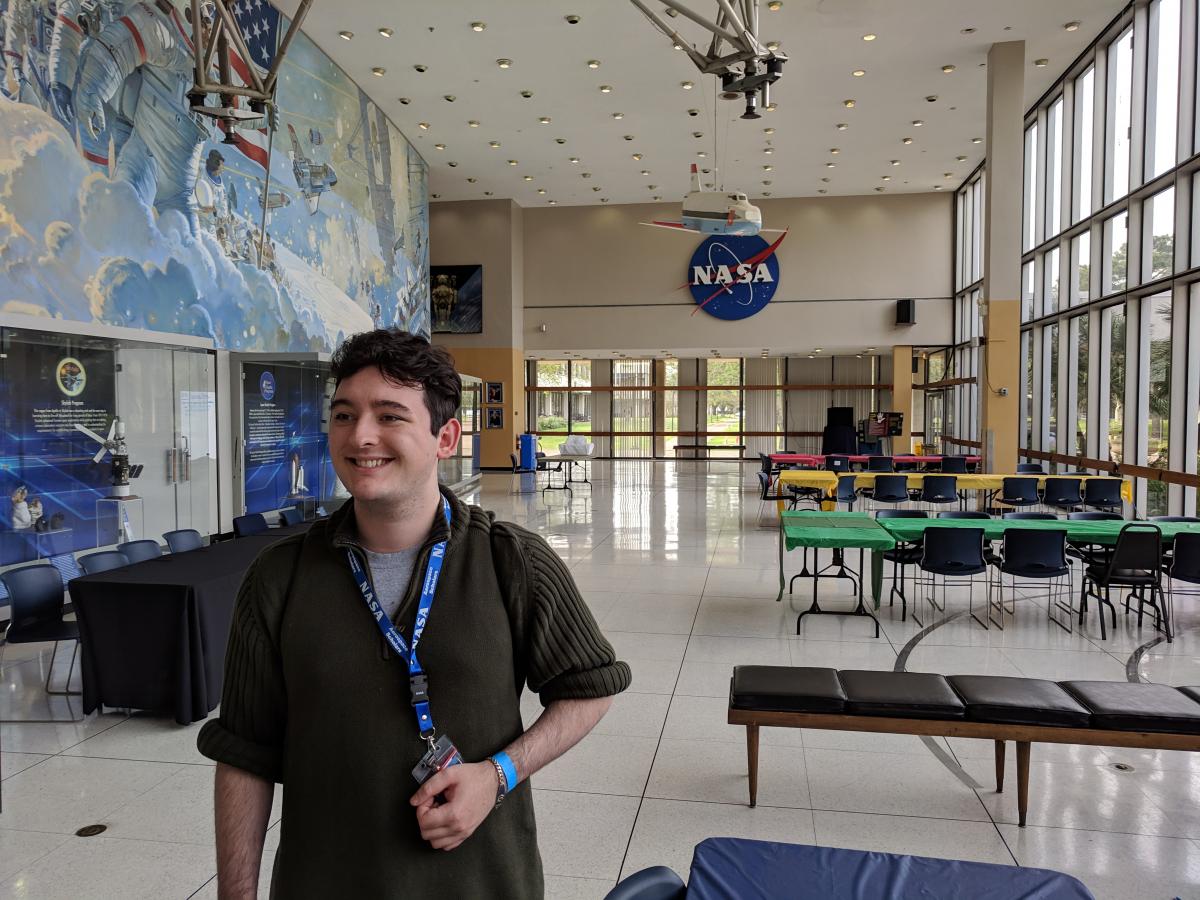 student inside a NASA building